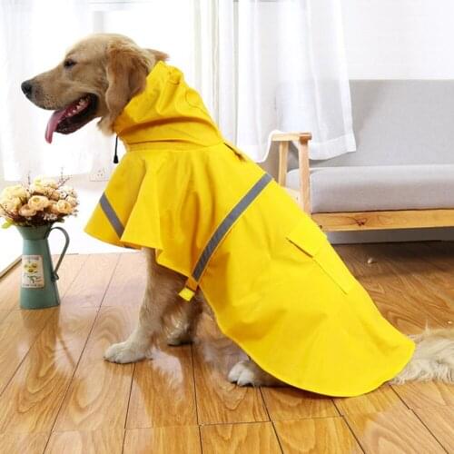 Waterproof Dog Raincoat Lightweight Rain Jacket Poncho With Reflective Strip Raincoat For Dogs Large Size Dog Rain Snow Defence