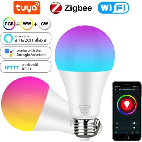 WiFi Smart Light Bulb 12w 15w Color Changing Light E27 RGB RGBW LED Bulb Dimmable Alexa Compatible Tuya Smart Life APP Google