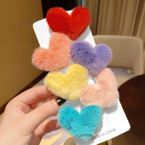 2021 New Autumn Winter Plush Love Geometry Hairpin Rubber Band Hair Rope Barrettes for Women Girl Hair Accessories Headwear
