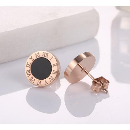 Buyee 925 Silver Round Earring Women Simple Roman Numerals Rose Gold Wedding Earring for Women Fashion Party Punk Rock Jewelry