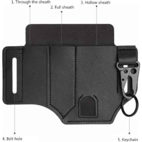 1pc Multitool Leather Sheath Pocket Organizer Belt Camping Sheath Organizer Outdoor Accessories