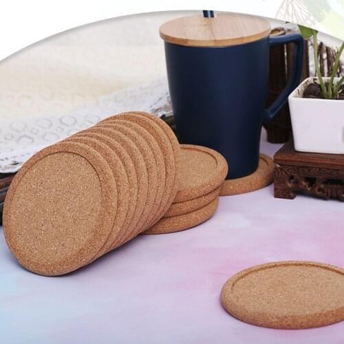 2PCS Wooden Heat Insulation Non-Slip Placemat Tea Coasters Cup Holder Mat Pads For Coffee Drinks Round Cork Coaster Decor