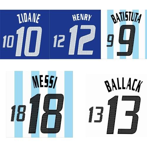 2002-2004 AD Nameset Henry Zidane Messi batistuta figo Riquelme Klose Printing Customzie Name Set Any Name Number