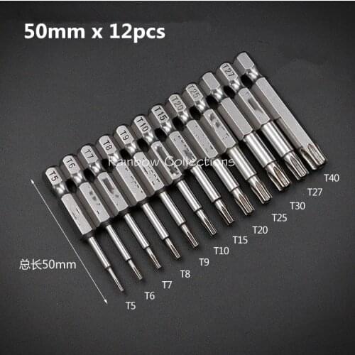 50/75/100/150mm S2 Screwdriver Bit TORX Bit Tools Magnetic Screwdriver Bit Air Tools T5 T6 T7 T8 T9 T10 T15 T20 T25 T27 T30 T40