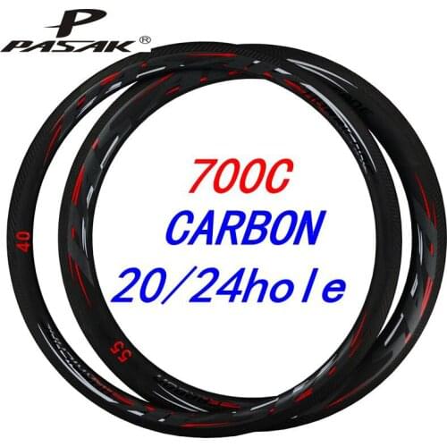 700c Road Bike Rims Clincher Carbon Cycle Road Bicycle Felly 40mm 55mm Felloe Carbon Rim UD3K Twill C/V Brake Edge 20 24holes