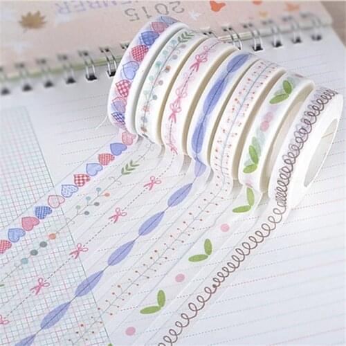 8mmx10m narrow pattern tapes color Dividing Stickers border masking adhesive paper washi tape DIY Scrapbooking Hand account