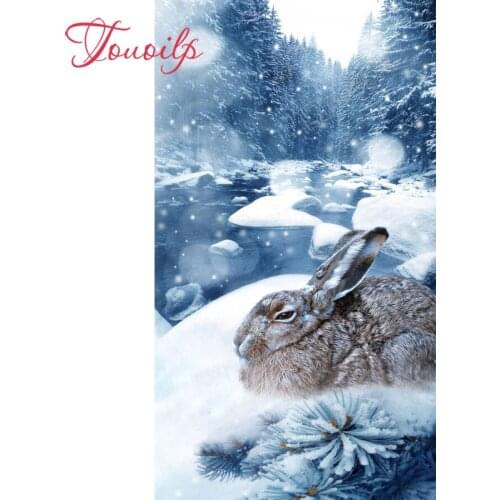 TOUOILP Snow scene 5D Diamond Painting Full Square/Round Drill"Snow rabbit"3D Embroidery Cross Stitch Mosaic Home Decor