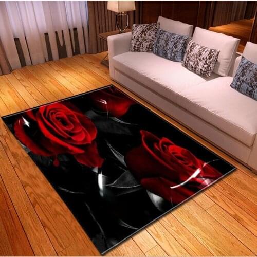 Rose Flower 3D Printing Big Carpet Multicolor Pink Red Wedding decor Carpets for Living Room Home Carpet Antislip Girls Room Mat