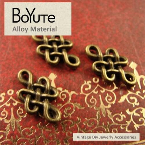 BoYuTe (400 Pieces /lot) 11.5*7MM Antique Bronze Plated Zinc Alloy Metal Chinese Knot Charms Diy Jewelry Making Accessories