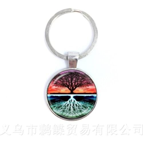 Yin Yang Keychains Ying Yang Pendant Magic Sign Zen Keyring Glass Cabochon Tree Of Life Keyholder For Men Women Girl Gift