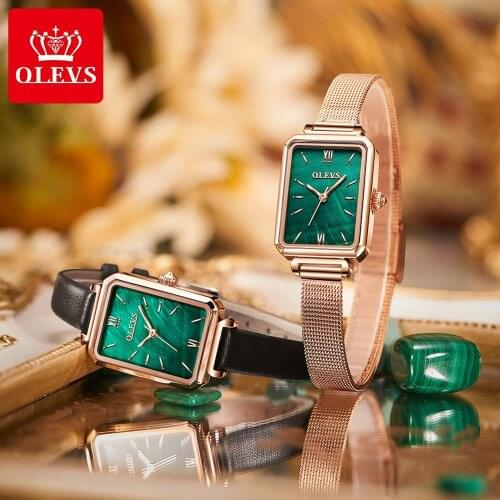 Luxury Brand Ladies Square Watch Minimalist Analog Quartz watches For Woman Fashion Dress Wristwatches Green Relogio Feminino