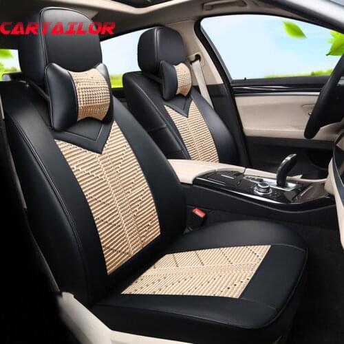 CARTAILOR Ice Silk Seat Covers for TOYOTA Estima Car Seat Cover Set Luxury Cover Car Seats Cushion Supports Airbags Compatible