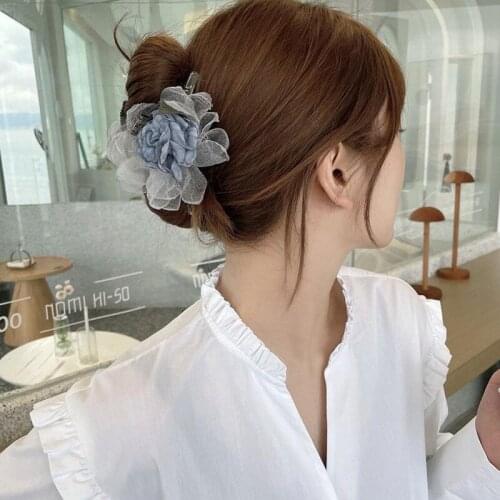 Floral Hair Claw Clip with Simulation Flower Decor Acrylic Updo Hair Jaw Elegant Shower Hair Clamps for Girls Women 12cm d88