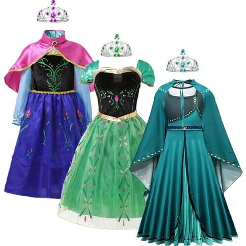 Anna Costume Princess Dress Girls Elsa Anna Party Clothing Carnival Halloween Princess Snow Queen Children Costume