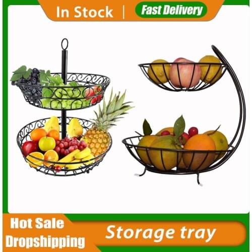 Double-layer Basket Kitchen Daily Drain Storage Basket Shelf Tray Rack Organizer Stand Decorative For Fruit Vegetables Seasoning