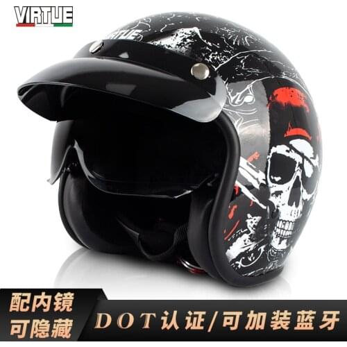 Electric motorcycle helmet retro helmet with endoscope half helmet bubble mirror helmet dot standard double D buckle