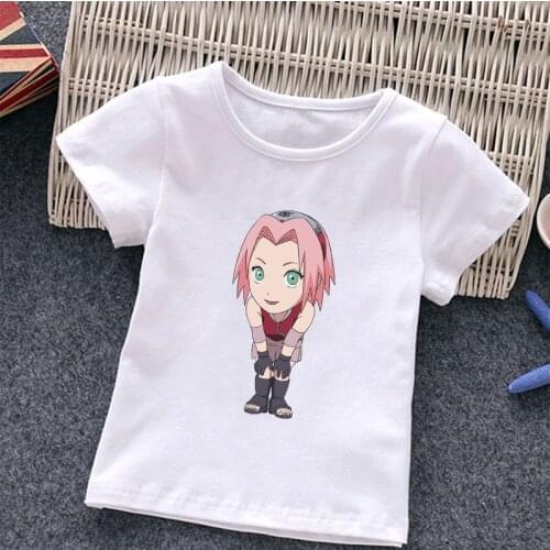 Naruto Clothes Kawaii Haruno Sakura Print T-shirt Japan Cartoon Manga Anime Casual Clothing Children Tshirt Toddlers Tees