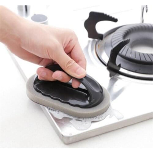 Cleaning Brush Sponge Sand Kitchen Descaling Clean Windows Cleaning Brush Handle Grip Sink Pot Bowl Kitchen Cleaning Tool