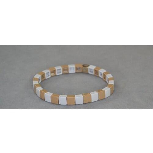 H 2021 New Rainbow Candy Milk tea White Enamel Elastic Bracelet Mix with Bohemian Stree Shooting