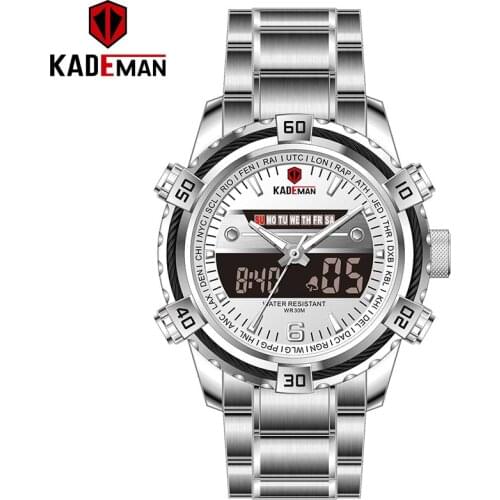 KADEMAN Luxury Men Watch LED Display Digital Military Sports Wristwatches TOP Brand 3ATM Stainless Steel Relogio Masculino