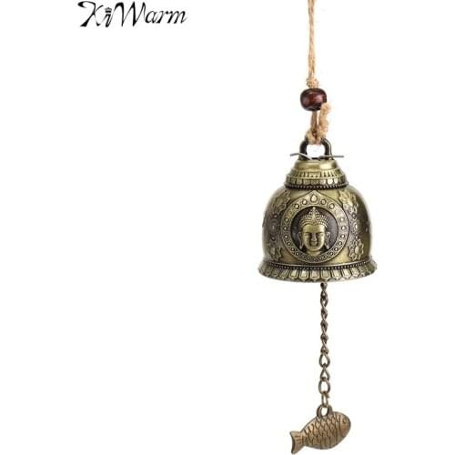 KiWarm On Sale Buddha Statue Pattern Bell Blessing Feng Shui Wind Chime for Good Luck Fortune Home Car Hanging Decor Gift Crafts