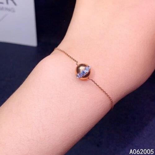 KJJEAXCMY Fine Jewelry 925 Sterling Silver inlaid Aquamarine women hand bracelet trendy support detection