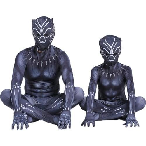 Halloween Anime Black Boys Panther Cosplay Costumes For Children With Mask Clothing Kids Girls Carnival Dress