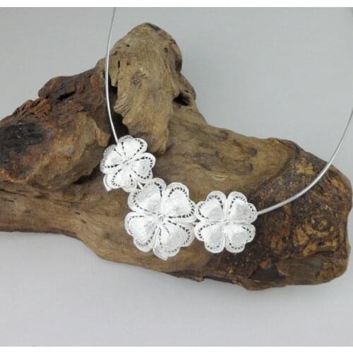 Clover Leaf Flower 999 Sterling Silver Pendant Necklace Women Vintage Pendants Handmade Wedding Jewelry Luxury Gift Free Shiping