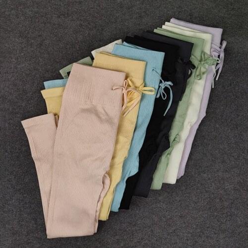 Candy Solid Color Yoga Leggings Seamless High Waist Sports Leggings Fashion Casual Peach Hips Gym Pants Slim Stretch Leggings