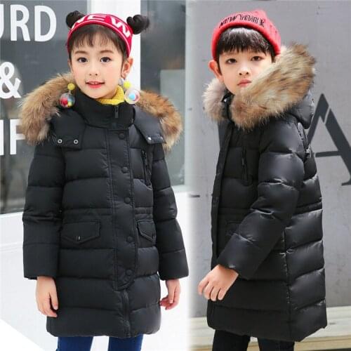 Teen Young Boys Warm Coat Girls Down Jacket Duck Fur Baby Girl Winter Clothes Children Kids Girls Fur Hooded Jacket 3-12 Years