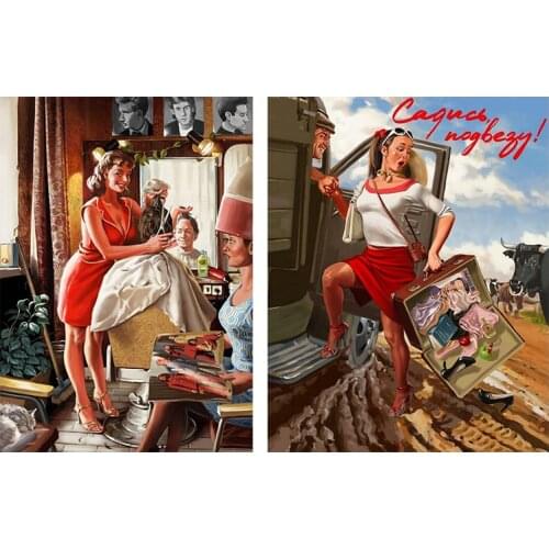 Three Ratels USSR CCCP Vintage Soviet Russian Pin Up Beauty sexy Girls Poster Painting DIY Wall Paper sticker decal