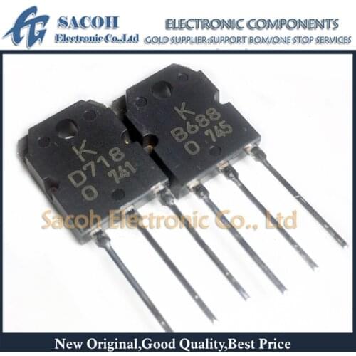 New original 10Pairs(20PCS) KTB688 2SB688 B688 + KTD718 2SD718 D718 TO-3P 8A 120V Silicon NPN + PNP Power Transistor