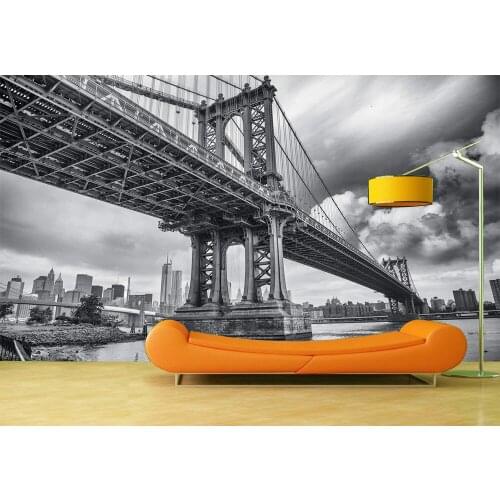 Wholesales Custom Art Photo Wallpaper Black White Bridge Wall Decoration Vinyl Removable Wall Mural Wall Stickers For Bedroom
