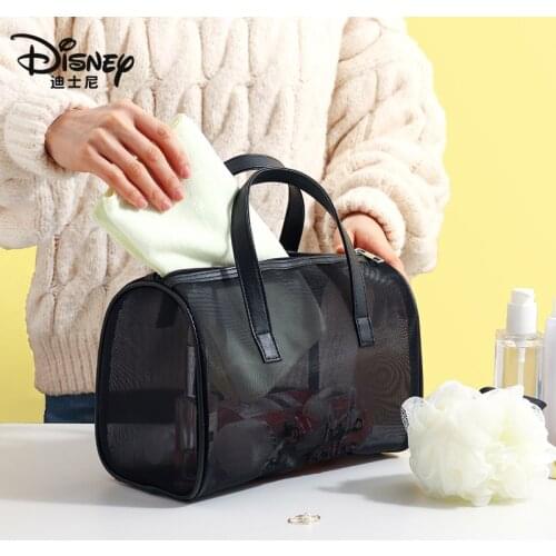 Disney Ladies Cosmetic Bag Net Red Fashion Casual Large-capacity Net Yarn Transparent Portable Travel Makeup Bag Organizer