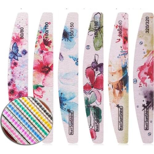 100 pcs/lot high quality salon nail file zebra printed nail file waterproof sandppaper file 80 100 150 180 240 320