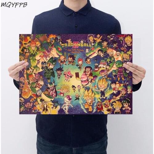 Anime A Collection of Characters Kraft Paper Poster Wall Decoration Painting Household Products 50.5x35cm