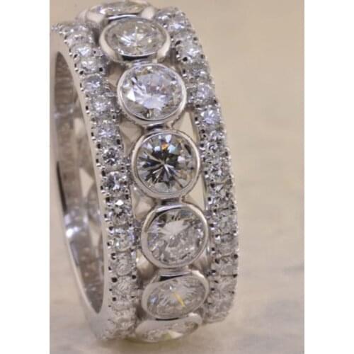 Luxury Silver Plated Hallow Out Ring Micro Paved CZ Stone Band Rings For Women Wedding Party Elegant Jewelry Accessories K4M886