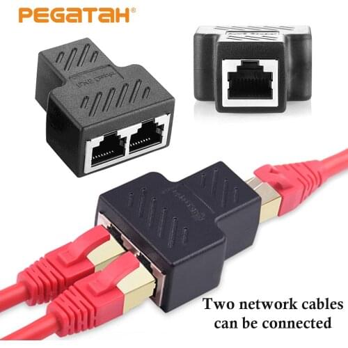 Network Rj45 Cable Port Network Cable Splitter Extender Plug Adapter Connector (8 Core) Split Into Two Splitter