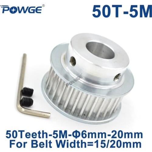 POWGE Arc 50 Teeth HTD5M Synchronous Pulley Bore 8/10/12/14/15/17/19/20/22/25mm for Width 15/20mm HTD 5M Timing Belt 50Teeth 50T