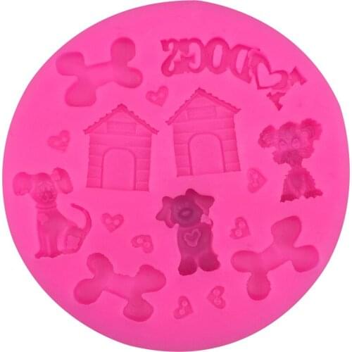 Dog kennel bone Shape 3D fondant cake silicone mold kitchen chocolate jello pastry candy making cupcake decoration tools FT-0327