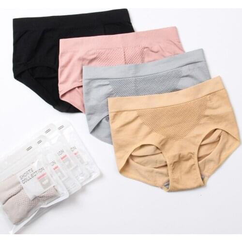 5pcs 3D Hive Briefs Warm Cosy Cotton Panties Double Layer Internal Pants Woman Hip Slimming Waist Underpants Body Shaping Hip