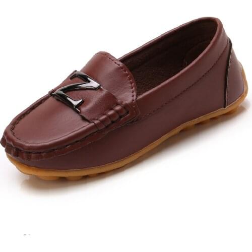 Candy s Boys Leather Shoes Children Casual Sneakers Loafers Flats with Metal Decoration Children Shoes Toddlers Big Kids