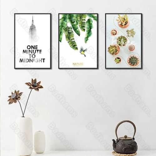 Frameless Style Living Room Decoration Painting Green Plant Sofa Background Wall European Style Simple Bedroom Bedside Mural