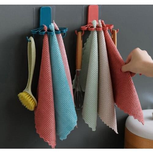 Flower-shaped Household Rag Rack With Hooks Wall-mounted Free Punching Storage Organizer Towel Sponge Kitchenware Hanger