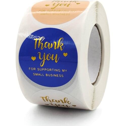 100-500 Pcs 1.5 Inch Round Bright Thank You Label Stickers for Gift Card Envelope Package Party Wrapping Baking Small Business