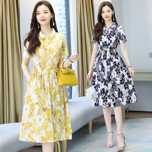 Women Midi Flral Cotton Shirt Dress Summer 2021 Boho Retro Fairy Elegant Casual Party Night Beach Vacation Runway Vestido Korean