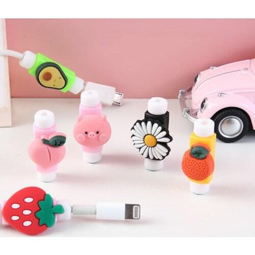 1Pcs Cartoon Cute Lovely USB Cable Protector Cover Bite Clip Charger Data Cable Cord Protector Wire Winder Organizer Management