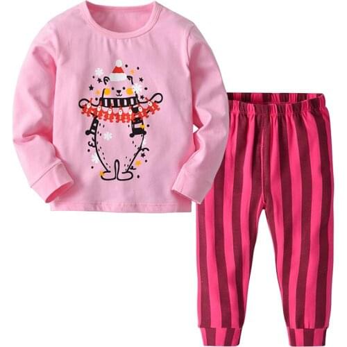 2019 Thermal Underwear Children Girls Long John Pajamas Set Cartoon Cotton Tops+Pants Two Piece Warm Autumn Winter Kids Clothes