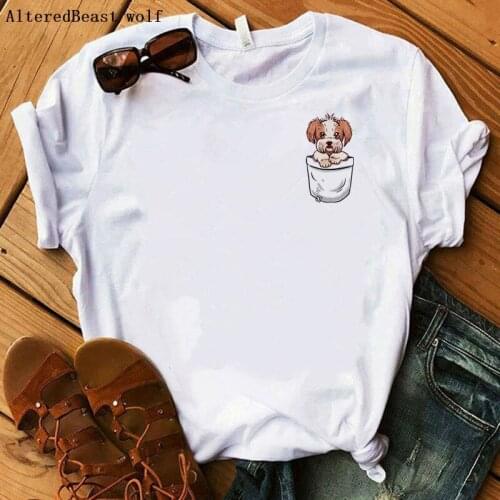 2020 Shih Tzu Puppy Mom Pocket Tshirt Mama New Women Kawaii T-shirt Casual Harajuku Tops Tee Summer Female Short Sleeve T shirt