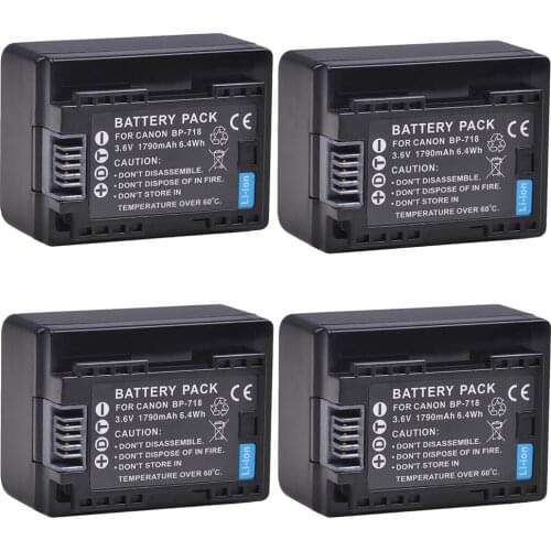 4Pcs BP718 BP-718 BP 718 BP-727 BP-709 CG-700 Battery for Canon IXIA HF M50 M500 M52 HFR30 HFR300 HFR32 HFR40 HFR42 HFR400 HFR50